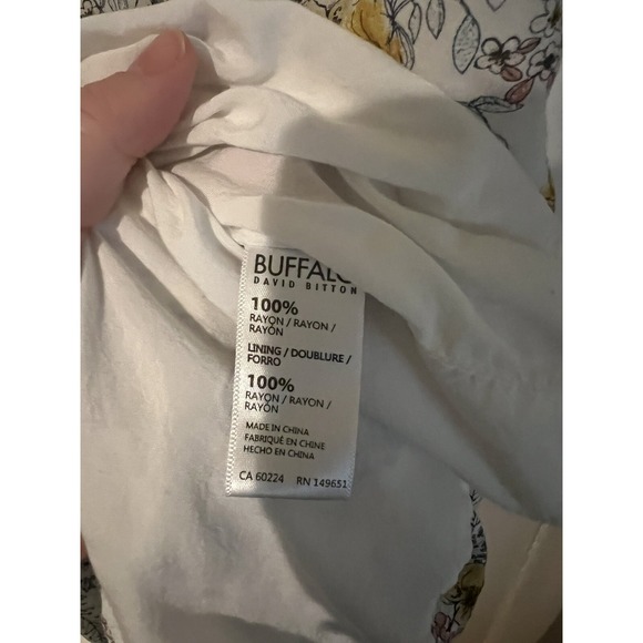 Buffalo David Bitton Floral M Adriella Lined Dress Soft Spring Summer Yellow - Picture 3 of 4